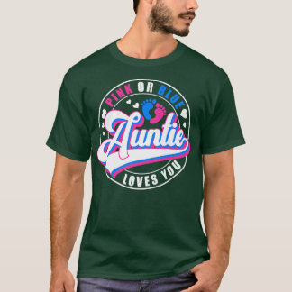 Retro Pink Or Blue Auntie Loves You Baby Gender Re T-shirt