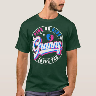 Retro Pink Or Blue Granny Loves You Baby Gender Re T-shirt