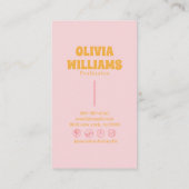 Retro Pink Orange Boho Groovy Floral Girly Trendy Visitekaartje (Achterkant)