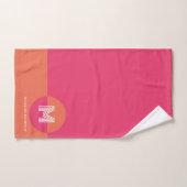 Retro Pink Orange Geometric Modern Monogram Bad Handdoek (Handdoek)