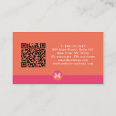 Retro Pink Orange Geometric Monogram QR Code Visitekaartje (Achterkant)