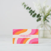 Retro Pink Orange QR Code Boho Groovy Girly Trendy Visitekaartje (Staand voorkant)