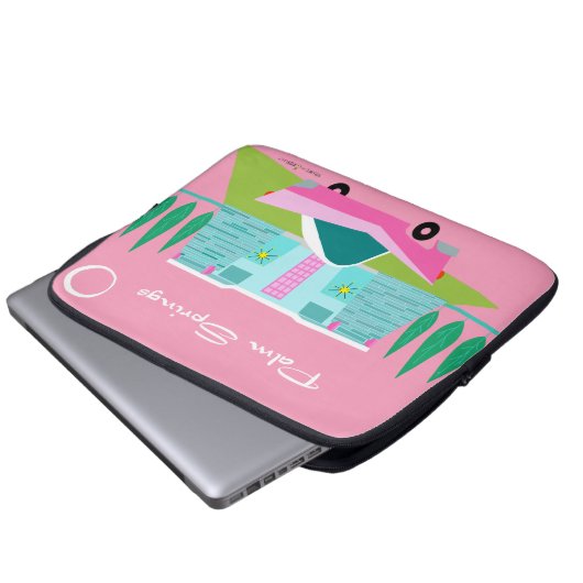 Retro Pink Palm Springs Electronics Bag Laptop Sleeve (Voorkant onderkant)