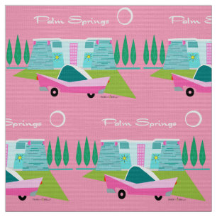 Retro Pink Palm Springs Fabric Stof