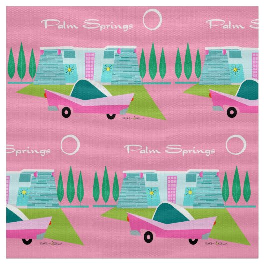Retro Pink Palm Springs Fabric Stof (Swatch)