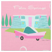 Retro Pink Palm Springs Fabric Stof (Close Up)