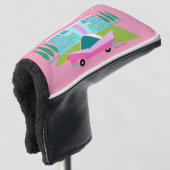 Retro Pink Palm Springs Golf Head Hoesje Golfheadcover (3/4 voorkant)