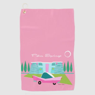 Retro Pink Palm Springs Golf Towel Golfhanddoek