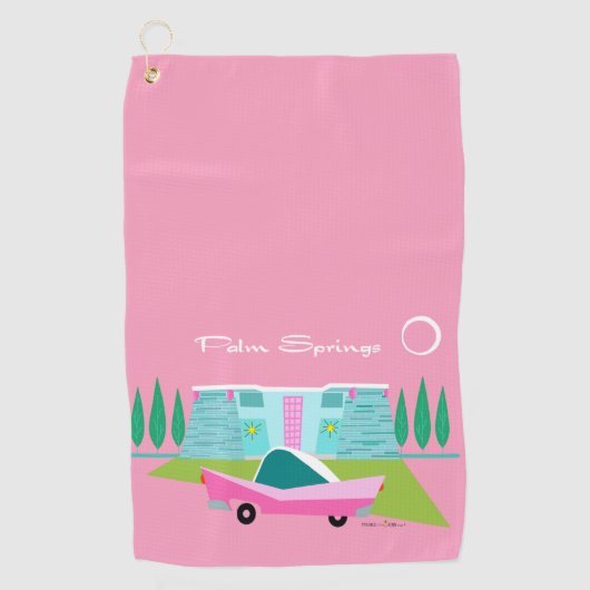 Retro Pink Palm Springs Golf Towel Golfhanddoek (Voorkant)