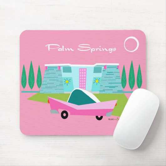 Retro Pink Palm Springs Mousepad Muismat (Met muis)
