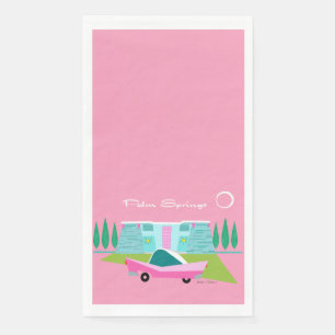 Retro Pink Palm Springs Paper Napkin Servet