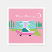 Retro Pink Palm Springs Paper Napkin Servet (Voorkant)