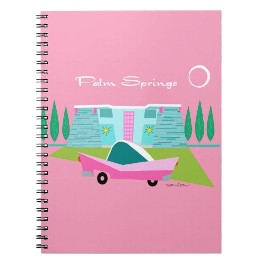 Retro Pink Palm Springs Spiral Photo Notitieboek (Voorkant)