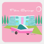Retro Pink Palm Springs Sticker (Voorkant)