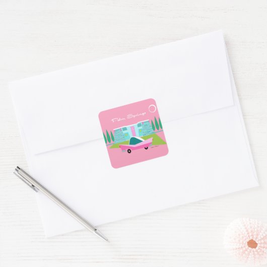 Retro Pink Palm Springs Sticker (Envelop)