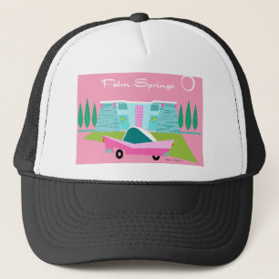 Retro Pink Palm Springs Trucker Hat Trucker Pet