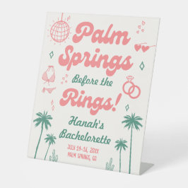 Retro Pink Palm Springs vrijgezellenfeest Reclamebord Met Voetstuk