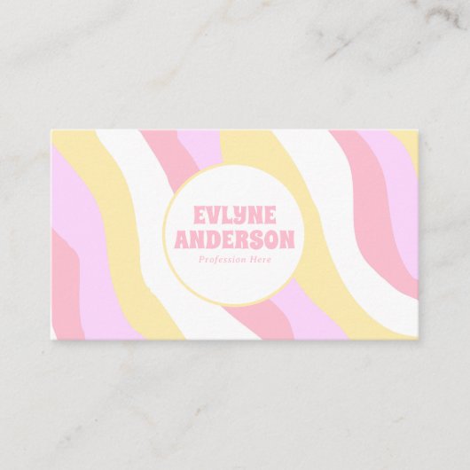 Retro Pink Pastel QR Code 70s Boho Groovy Girly Visitekaartje (Voorkant)