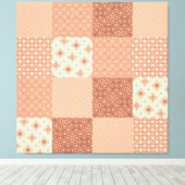 Retro Pink Patchwork Canvas Afdruk (Insitu (Houten vloer))