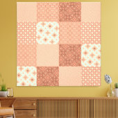 Retro Pink Patchwork Canvas Afdruk (Insitu (Woonkamer))