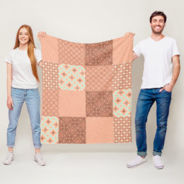 Retro Pink Patchwork Fleece Deken