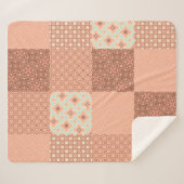 Retro Pink Patchwork Sherpa Deken (Voorkant (horizontaal))