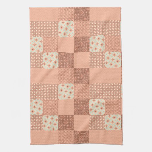Retro Pink Patchwork Theedoek (Verticaal)