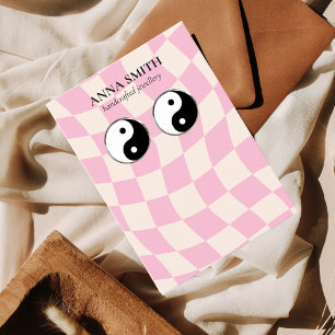 Retro Pink Pattern Groovy Stud Earring Visitekaartje