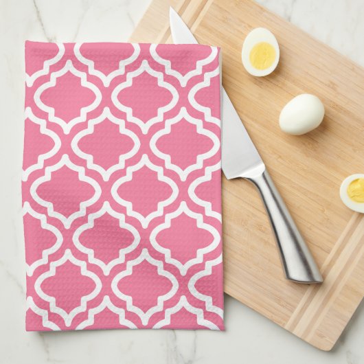 Retro Pink Pattern Kitchen Towel Gift Theedoek (Quarter Fold)