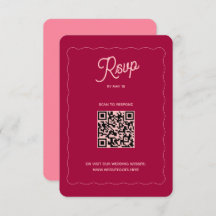 Retro Pink Peach Wave Lijst QR Code Weddenschap on
