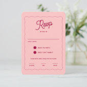 Retro Pink Peachy Fuchsia Wave Lijst Weddenschap RSVP Kaartje (Staand voorkant)