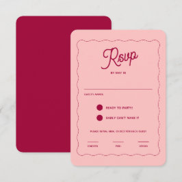 Retro Pink Peachy Fuchsia Wave Lijst Weddenschap RSVP Kaartje