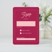 Retro Pink Peachy Fuchsia Wave Lijst Weddenschap RSVP Kaartje (Staand voorkant)