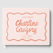 Retro Pink PeachyHandwriting Wedding Gastenboek (Voorkant)