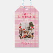 Retro Pink Plaid Whimsical Holiday  Cadeaulabel (Voorkant)