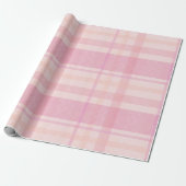 Retro Pink Plaid Whimsical Holiday  Cadeaupapier (Uitgerold)