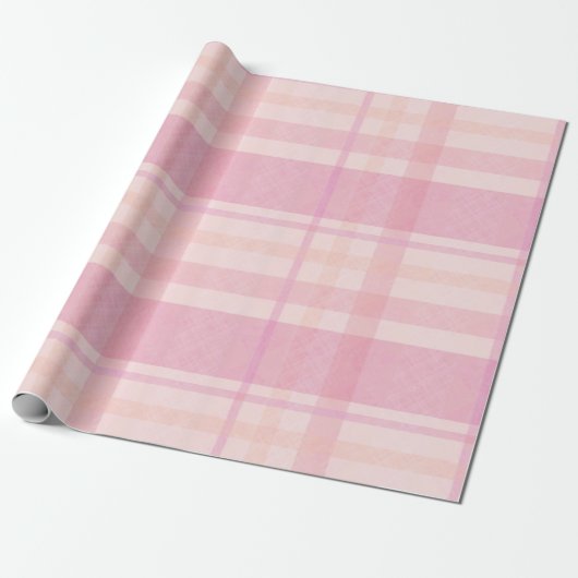 Retro Pink Plaid Whimsical Holiday  Cadeaupapier (Uitgerold)