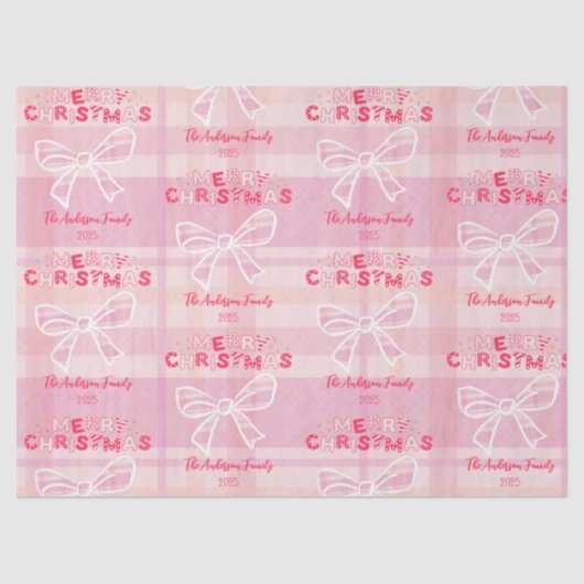 Retro Pink Plaid Whimsical Holiday Tissuepapier (Voorkant)