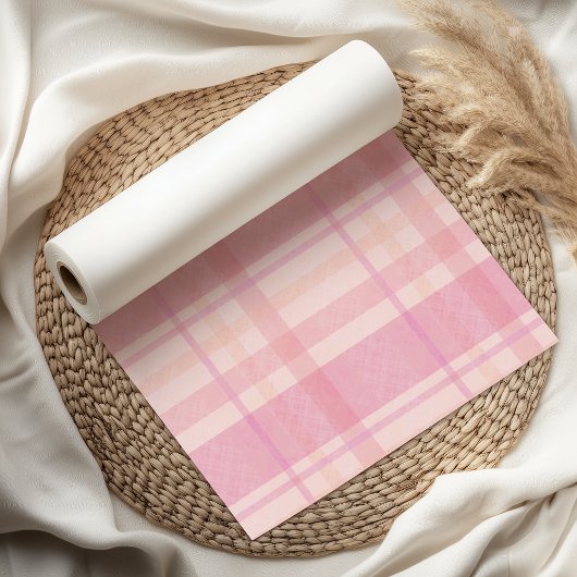 Retro Pink Plaid Whimsical Holiday  Tissuepapier