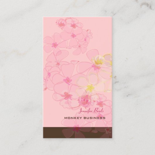 RETRO PINK PLUMERIAS/DIY ACHTERGRONDKLEUR VISITEKAARTJE (Voorkant)