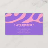 Retro Pink Purple 70s Boho Groovy Unique Girly  Visitekaartje (Achterkant)