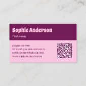 Retro Pink & Purple Checkerboard with QR Code Visitekaartje (Achterkant)