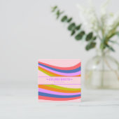 Retro Pink Purple Rainbow QR Code Groovy Girly Vierkante Visitekaartje (Staand voorkant)