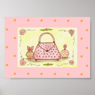 Retro Pink Purse Parfume Boutique Wall Art afdrukk Poster