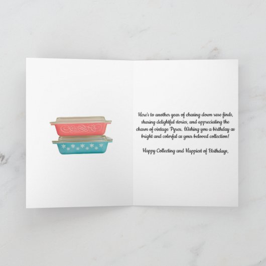 Retro Pink  Pyrex Collector Birthday Kaart (Binnen)