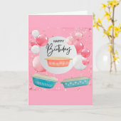 Retro Pink  Pyrex Collector Birthday Kaart (Gele Bloem)