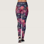 Retro Pink Raven Evermore met Rozen en Hawkmoths Leggings (Achterkant)