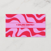 Retro Pink Red 70s Boho Groovy Funky Trendy Fun Visitekaartje (Voorkant)
