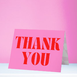 Retro Pink Red Bold Typografie Bedankkaart
