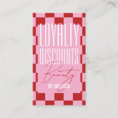 Retro Pink & Red Checkered Aesthetician Spa Salon Klantenkaartje (Voorkant)